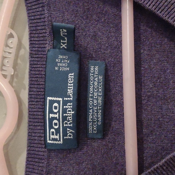 Polo by Ralph Lauren mens xlarge purple 100%‎ pima cotton sweater vest - Picture 3 of 4